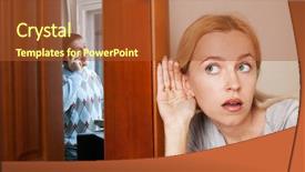  Presentation with wife - Presentation theme having betrayal - jealous wife overhearing a phone background and a red colored foreground