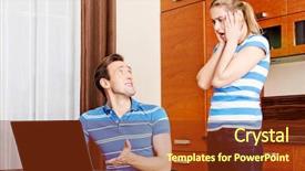  Presentation with wife - Theme with betrayal - man watching something on laptop background and a tawny brown colored foreground