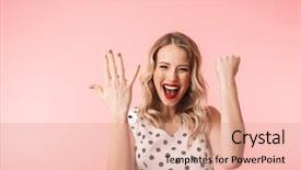  Presentation with engagement - Slide set enhanced with betrothal - beautiful excited young blonde woman background and a coral colored foreground