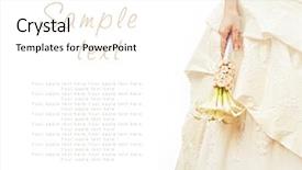  Presentation with bride and groom at wedding - Beautiful presentation theme featuring betrothal - bride with a wedding bouquet backdrop and a cream colored foreground