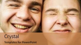  Presentation with fried egg close up view - Colorful slide deck enhanced with betrothal - brother and sister friends teenagers backdrop and a coral colored foreground