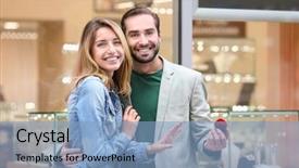  Presentation with jewelry - PPT theme consisting of betrothal - man and his beloved girlfriend background and a light blue colored foreground