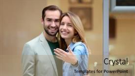  Presentation with engagement - PPT layouts enhanced with betrothal - young man and his happy background and a coral colored foreground