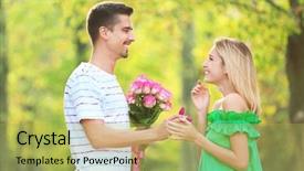  Presentation with one young man exercising handball - Slide deck consisting of betrothal - young man with engagement ring background and a  colored foreground