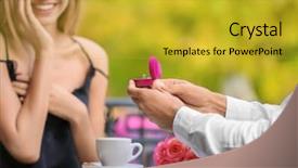  Presentation with engagement - Theme with betrothal - young man with engagement ring background and a gold colored foreground