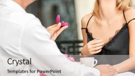  Presentation with egyptian man in make up - PPT theme featuring betrothal - young man with engagement ring background and a light gray colored foreground