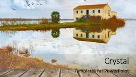  Presentation with lake - Beautiful presentation design featuring betsy - house in the lake backdrop and a  colored foreground