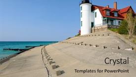  Presentation with point of sale system - Slides with betsy - point betsie lighthouse built background and a coral colored foreground