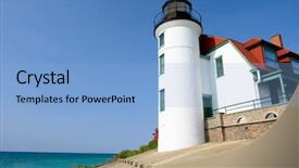  Presentation with lighthouse - PPT layouts having betsy - point betsie lighthouse built background and a light blue colored foreground