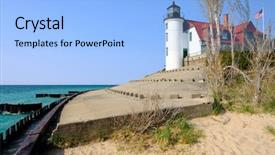  Presentation with point of sale system - Colorful slide deck enhanced with betsy - point betsie lighthouse built backdrop and a light blue colored foreground