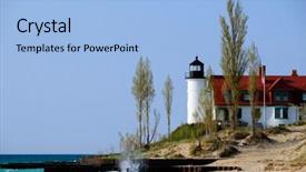  Presentation with break even point analysis bep - Slides having betsy - point betsie lighthouse built background and a light blue colored foreground