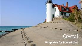  Presentation with flash point - Slide set with betsy - point betsie lighthouse built background and a gray colored foreground