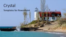  Presentation with 7 point bullet list - Presentation theme having betsy - point betsie lighthouse built background and a light blue colored foreground