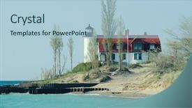  Presentation with flash point - Slide set with betsy - point betsie lighthouse built background and a light blue colored foreground