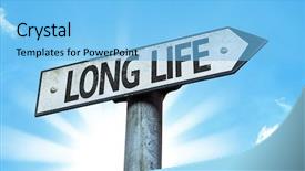  Presentation with life science cell - Colorful slide deck enhanced with better healthcare - long life sign with sky backdrop and a light blue colored foreground