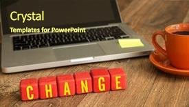  Presentation with office life - PPT theme featuring better life - change written on a wooden background and a tawny brown colored foreground