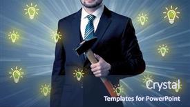  Presentation with business idea modern abstract - Beautiful presentation design featuring better-looking businesman holding tool backdrop and a ocean colored foreground
