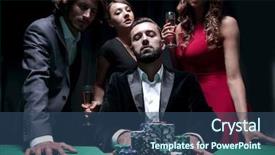  Presentation with egyptian man in make up - Amazing slide deck having betting - attractive young caucasian man make backdrop and a ocean colored foreground