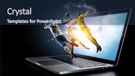  Presentation with football - Amazing PPT layouts having betting - football hottest moments mixed media backdrop and a navy blue colored foreground