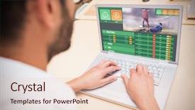  Presentation with gambling - Beautiful PPT theme featuring betting - gambling app screen against man backdrop and a lemonade colored foreground