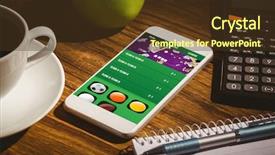  Presentation with smartphone app - Colorful presentation theme enhanced with betting - gambling app screen against smartphone backdrop and a tawny brown colored foreground