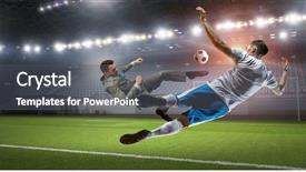  Presentation with betting soccer - Cool new PPT theme with betting - soccer player in attack backdrop and a gray colored foreground