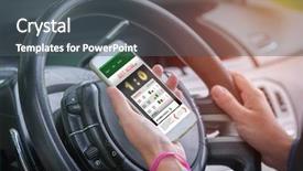  Presentation with sports betting - Amazing PPT theme having betting mobile application while driving backdrop and a dark gray colored foreground