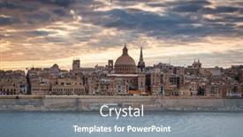  Presentation with malta - Cool new slide set with beutiful-coastline-of-valletta-city backdrop and a mint green colored foreground