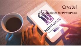  Presentation with using digital tablet - Presentation with beverage crops - composite image of mortgage text background and a lemonade colored foreground