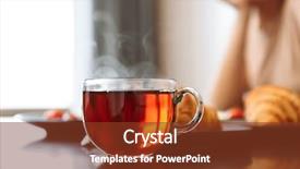  Presentation with beverage tea - Slide deck with beverage crops - cropped photo of caucasian woman background and a tawny brown colored foreground