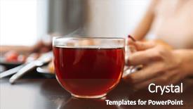  Presentation with beverage tea - Theme having beverage crops - cropped photo of european woman background and a tawny brown colored foreground