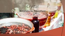  Presentation with mulled wine - Presentation theme enhanced with beverages-berries-hot-mulled-wine background and a coral colored foreground
