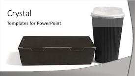  Presentation with black paper - PPT theme having beverages carton - black takeaway paper box background and a white colored foreground