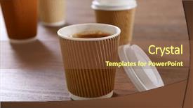  Presentation with paper cups - Colorful presentation design enhanced with beverages carton - paper cups of coffee backdrop and a  colored foreground
