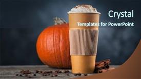  Presentation with cup trophy star award - Slide set featuring beverages carton - pumpkin spice latte background and a tawny brown colored foreground