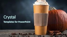  Presentation with paper - PPT theme featuring beverages carton - pumpkin spice latte background and a wine colored foreground