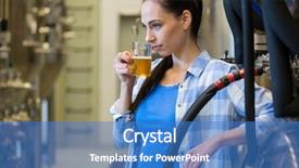  Presentation with regression testing - Presentation design consisting of beverages science - beautiful female brewer testing beer background and a teal colored foreground