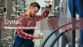  Presentation with testing - Presentation theme having beverages science - brewer testing beer at brewery background and a tawny brown colored foreground