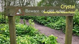  Presentation with wooden boat at sea edge - Cool new presentation design with beware of cliff edge wooden backdrop and a tawny brown colored foreground