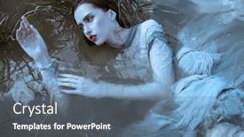  Presentation with water river - PPT theme with bewitching-water-nymph-is-lying background and a ocean colored foreground