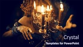  Presentation with fortune teller - PPT theme enhanced with bewitching-woman-fortune-teller-witch background and a navy blue colored foreground