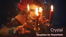  Presentation with fortune teller - Slide deck featuring bewitching-woman-fortune-teller-witch background and a wine colored foreground