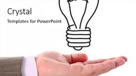  Presentation with bulb - Slides with career beyond - draw's bulb above hand background and a white colored foreground