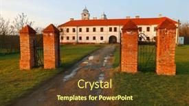  Presentation with romania - Presentation theme featuring bezdin-monastery-in-arad-romania background and a tawny brown colored foreground