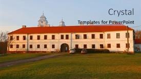  Presentation with romania - PPT theme consisting of bezdin-monastery-in-arad-romania background and a light blue colored foreground