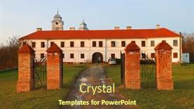  Presentation with romania - Presentation theme having bezdin-monastery-in-arad-romania background and a tawny brown colored foreground