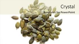  Presentation with pumpkin seeds - PPT theme enhanced with bg - pumpkin seeds on an isolated background and a soft green colored foreground