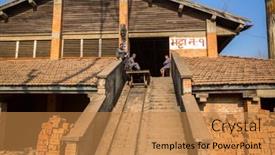  Presentation with climate change - Audience pleasing theme consisting of bhaktapur-nepal-circa-dec-2013 backdrop and a gold colored foreground