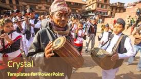  Presentation with rebirth - Cool new slide deck with bhaktapur-nepal-circa-dec-2013 backdrop and a tawny brown colored foreground
