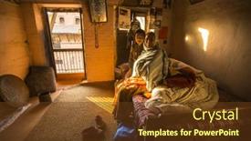  Presentation with nepal - Presentation theme having bhaktapur-nepal-circa-dec-2013 background and a tawny brown colored foreground